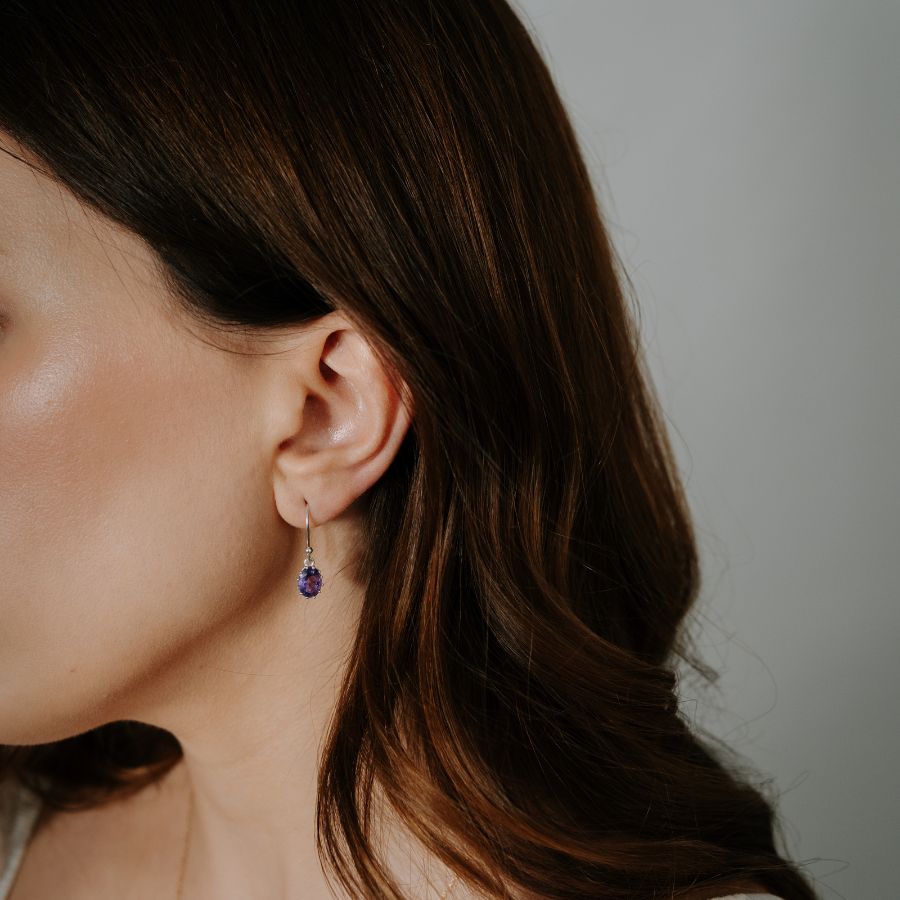 Serene Silver Earrings - Amethyst - Indira