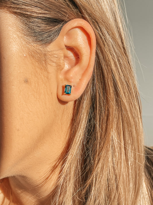 Valentina Yellow Gold-Plated 925 Sterling Silver Earrings - Blue Sky Topaz
