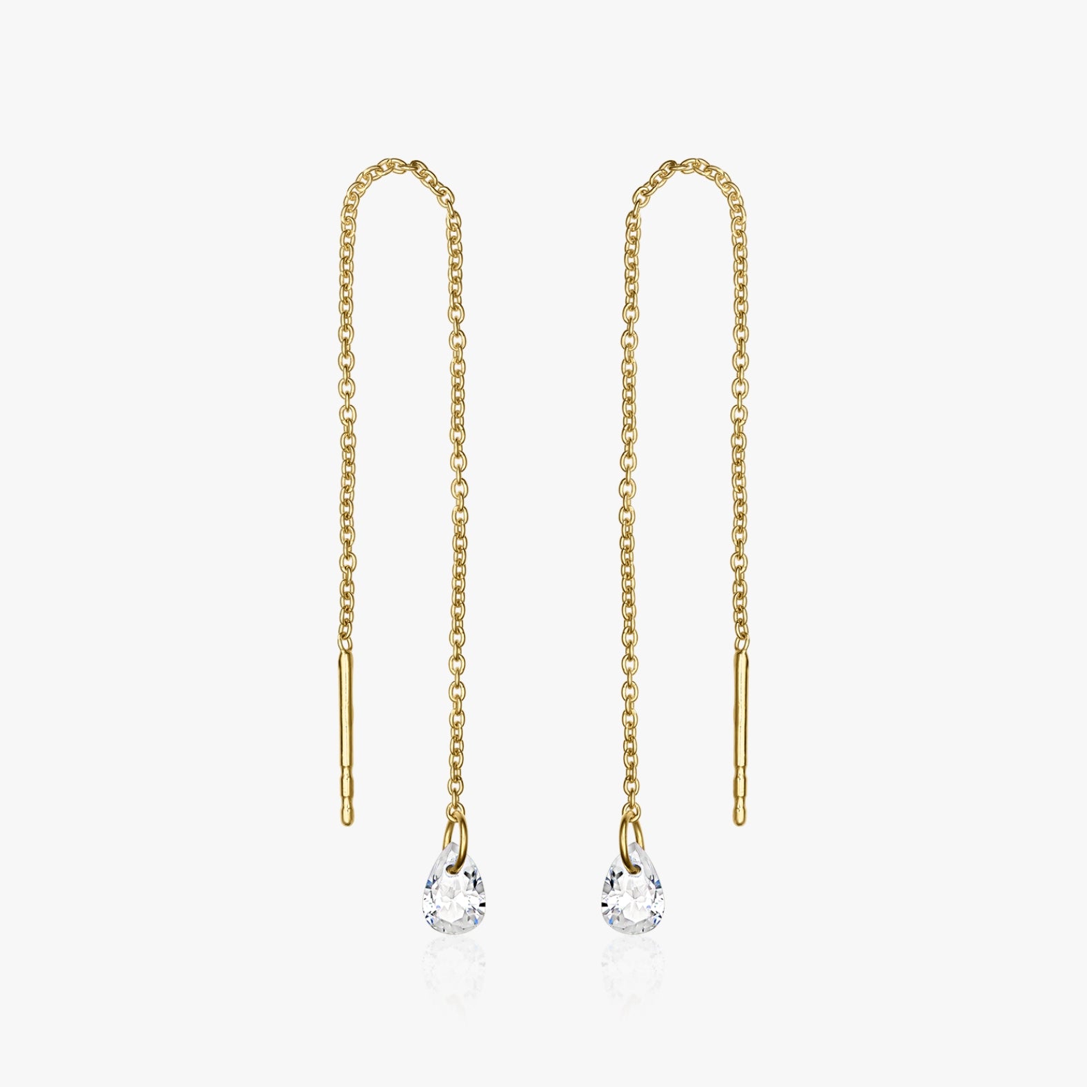 Cercei din argint Golden Solitaire - Zirconiu - Indira