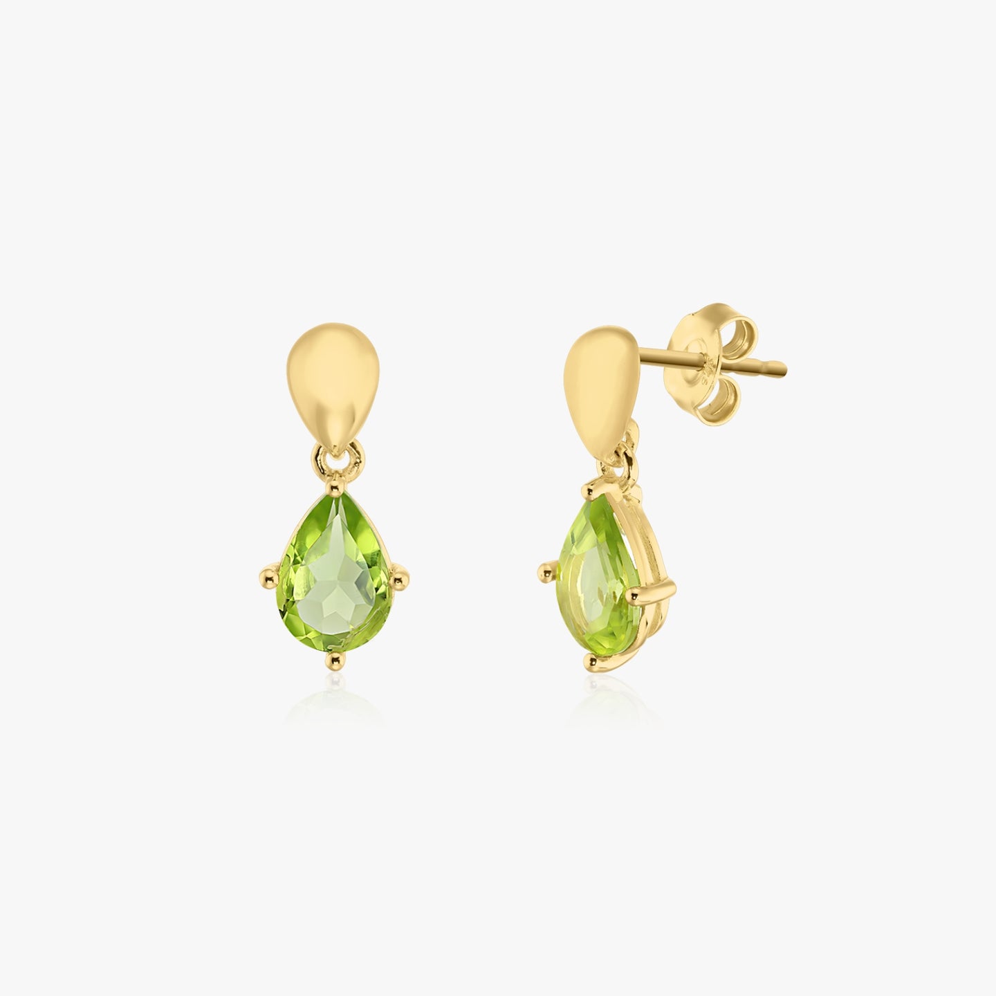 Golden Kaylee Silver Earrings - Peridot - Indira