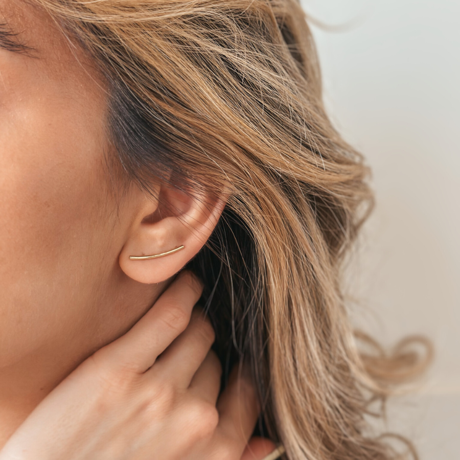 Gold Ear Climber Earrings - Indira