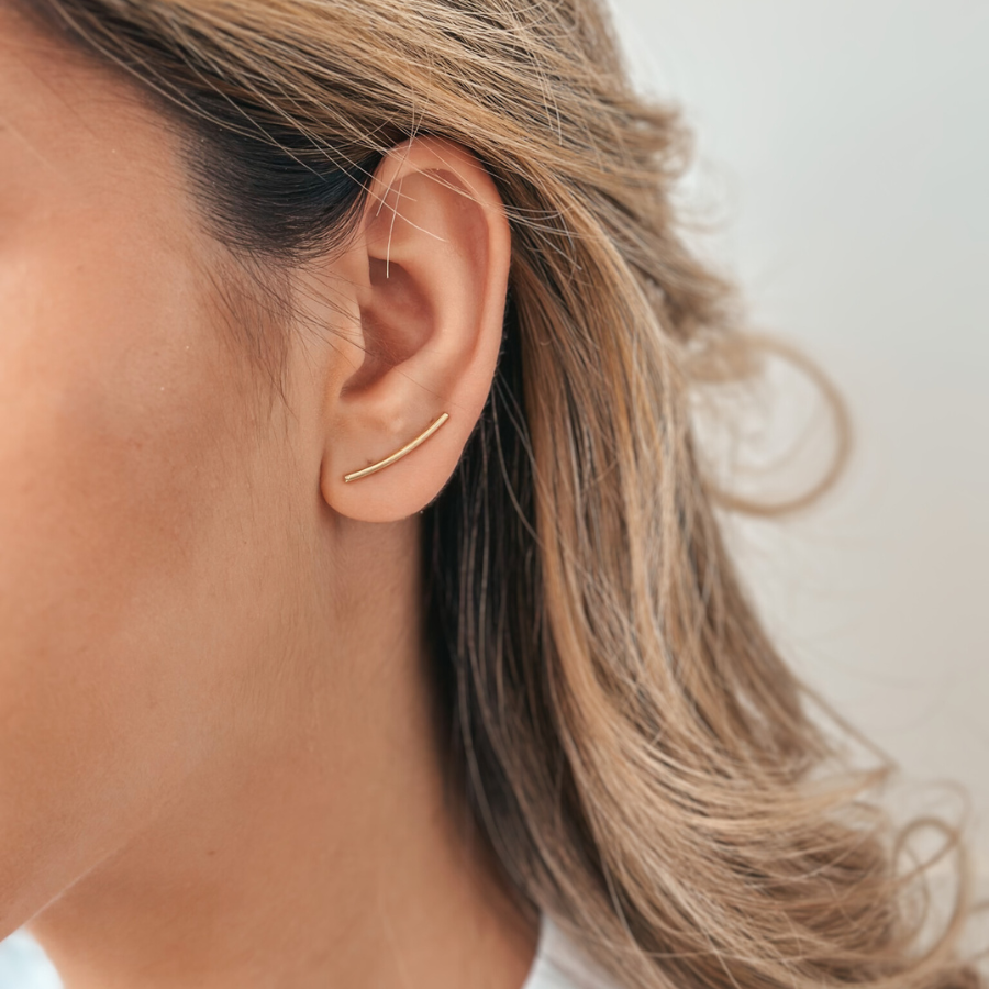 Gold Ear Climber Earrings - Indira