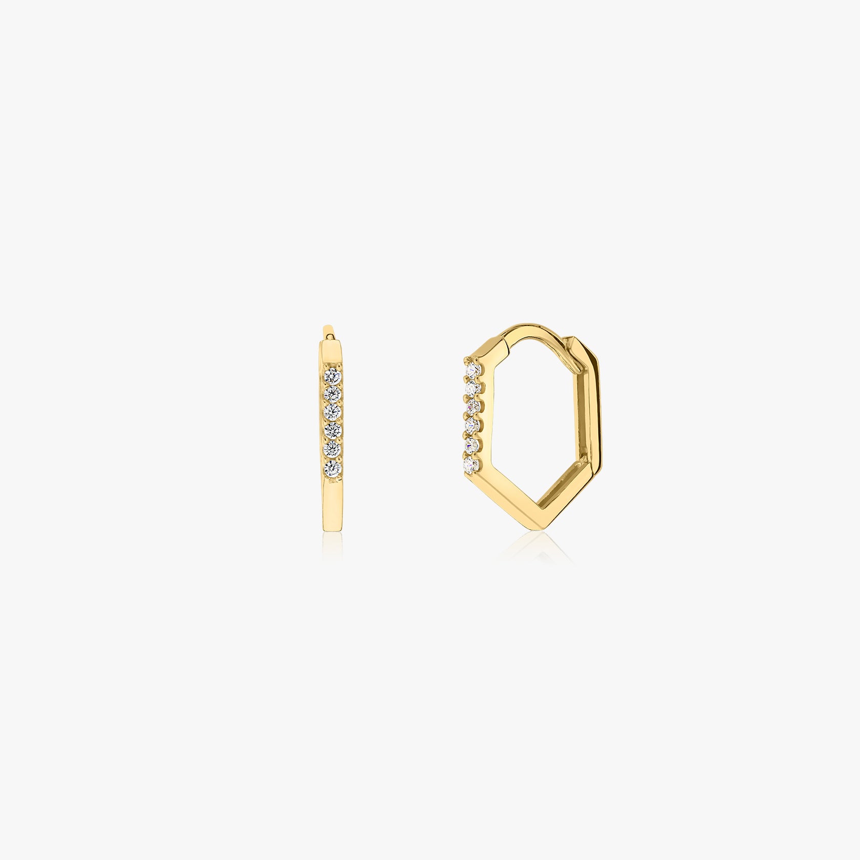 Hexagon Hoops Gold Earrings - Indira