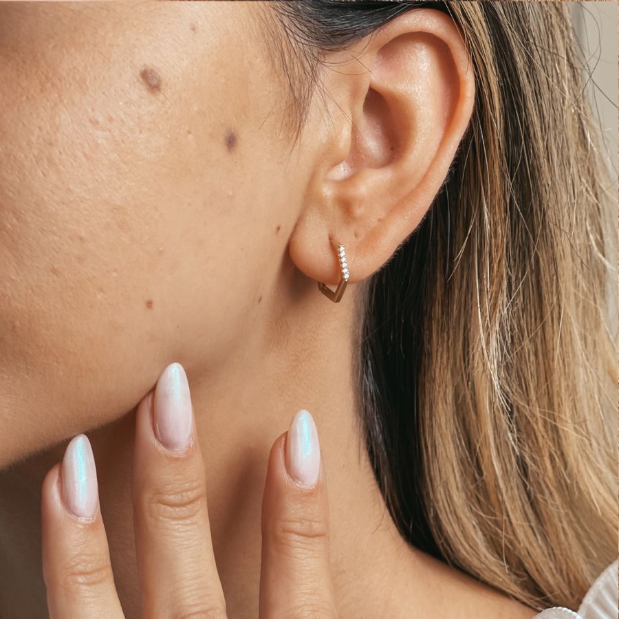 Indira Hexagon Gold Hoop Earrings