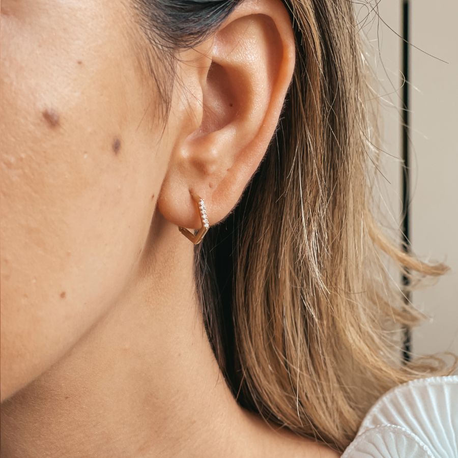 Hexagon Gold Hoops Earrings - Indira