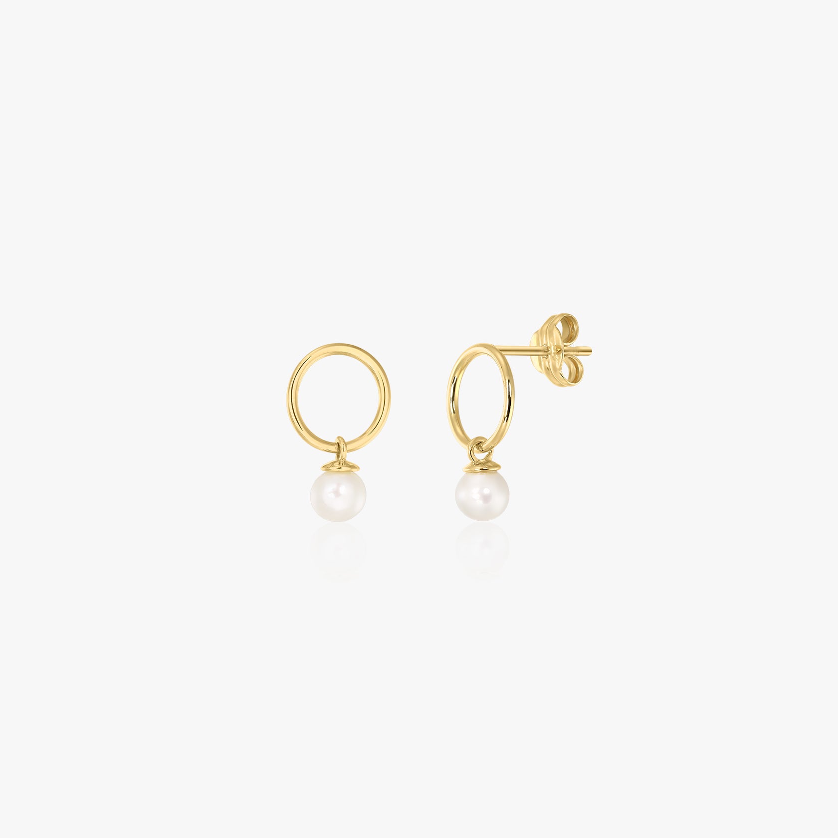 Mini Gold Stud Earrings - Natural Pearls - Indira
