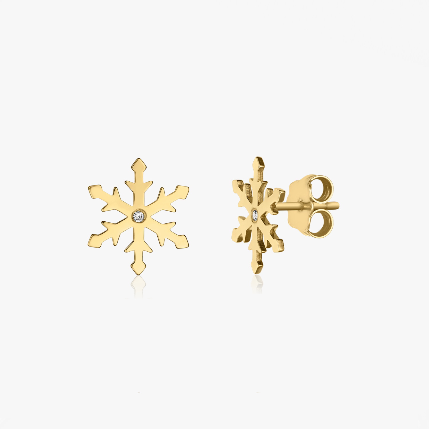 Snow Gold Earrings - Diamonds - Indira