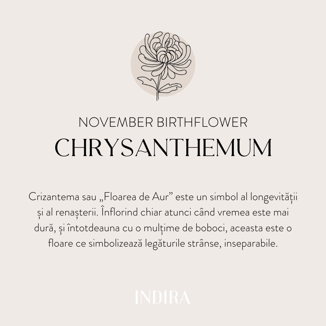 Gold Cord Bracelet for Children Birth Flower - November Chrysanthemum - Indira