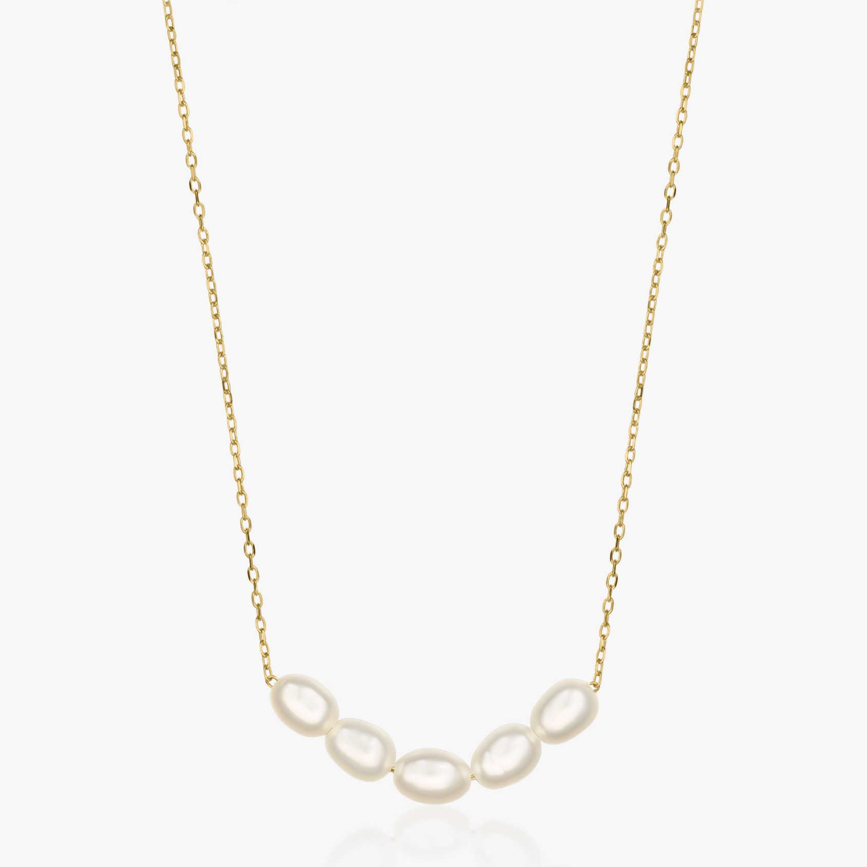 Golden Maia Silver Necklace - Natural Pearls - Indira