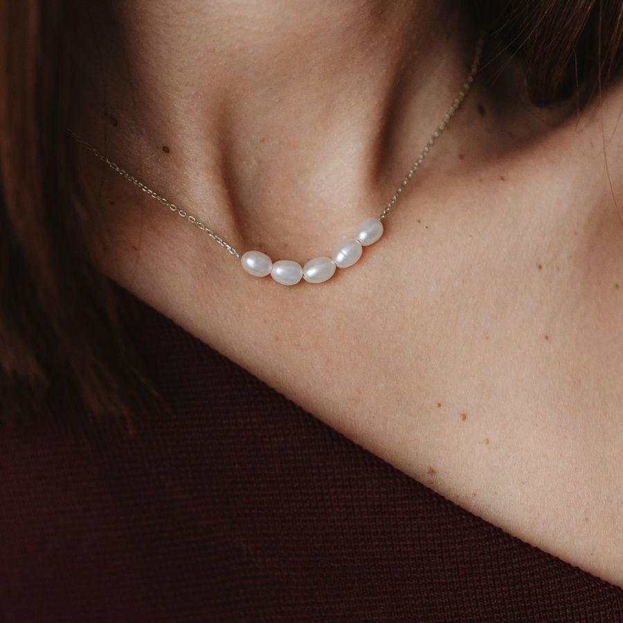 Maia Silver Necklace - Natural Pearls - Indira