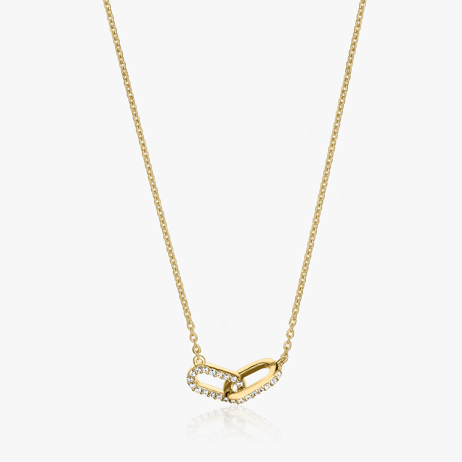 Golden Jessica Silver Necklace - Zirconia - Indira