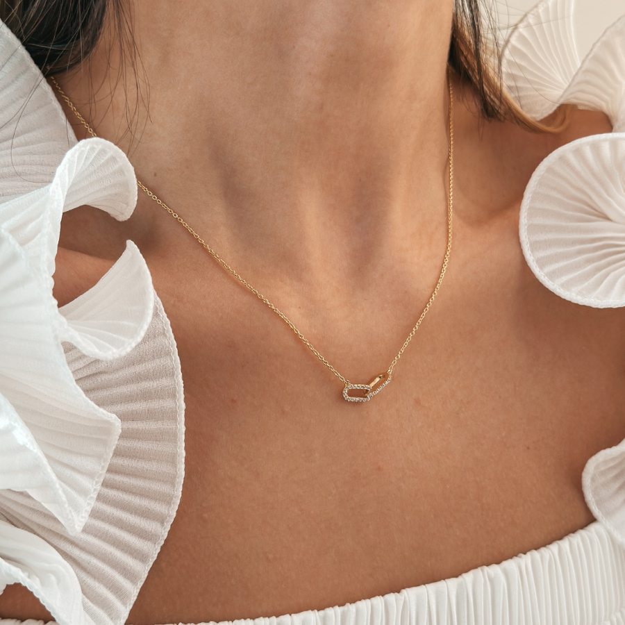 Golden Jessica Silver Necklace - Zirconium - Indira