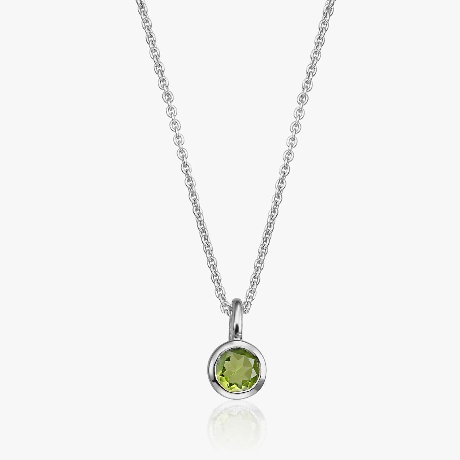 August Birthstone Silver Necklace - Peridot - Indira