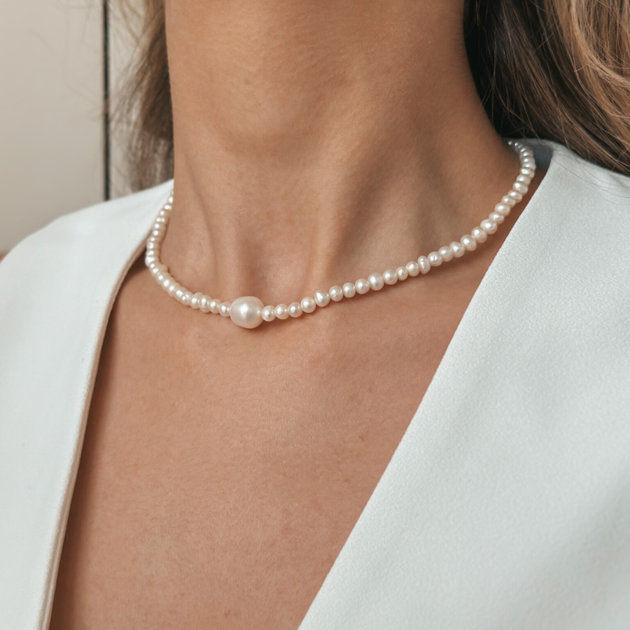 Chanti Silver Necklace - Cultured Pearls - Indira