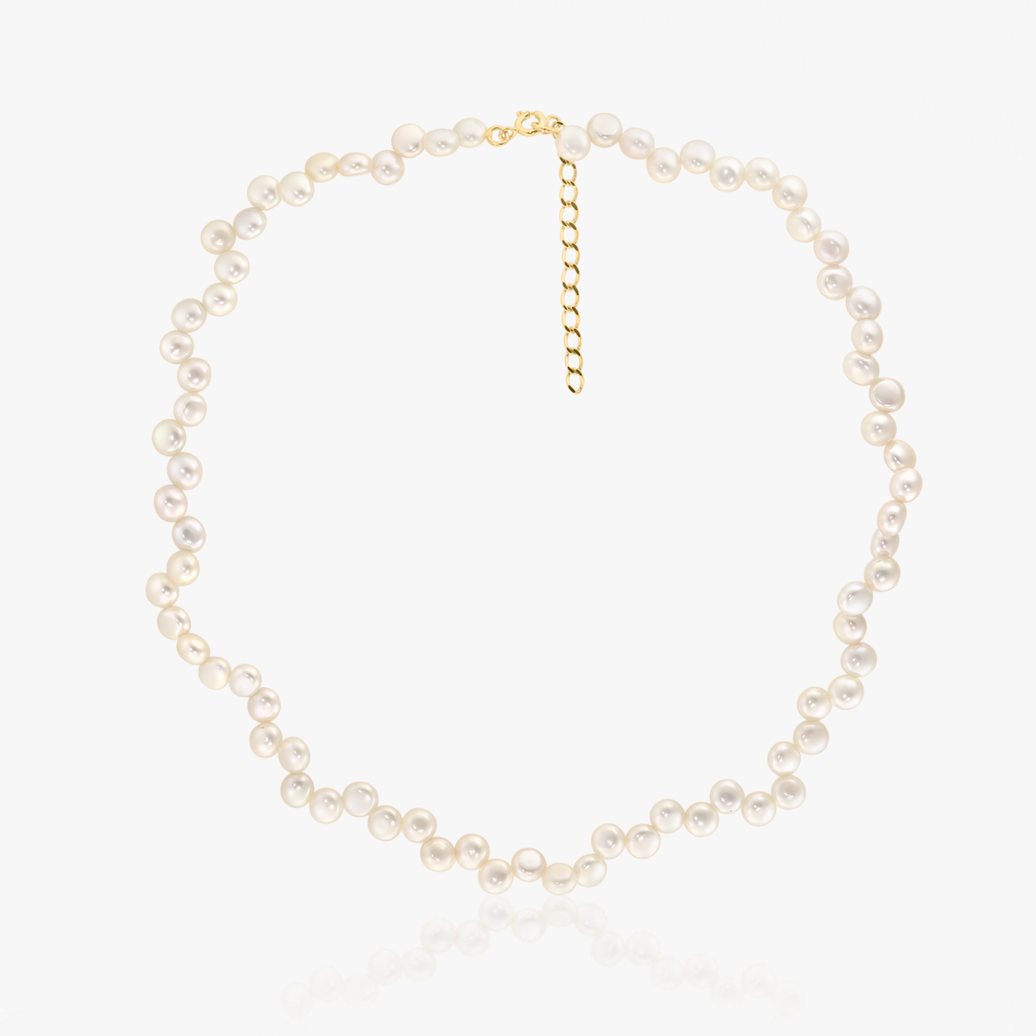 Golden Harmony Silver Necklace - Natural Pearls - Indira