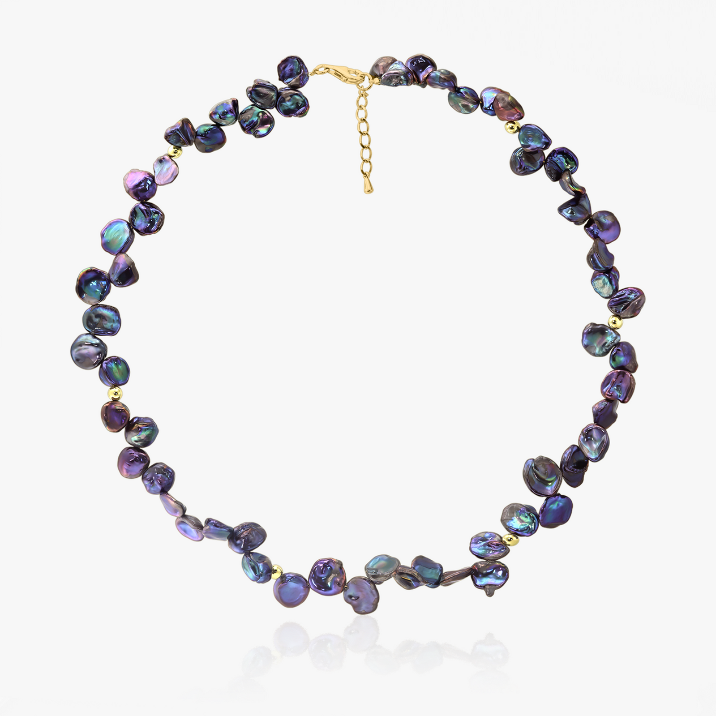 Golden Lulu Gold Necklace - Black Keshi Pearls - Indira