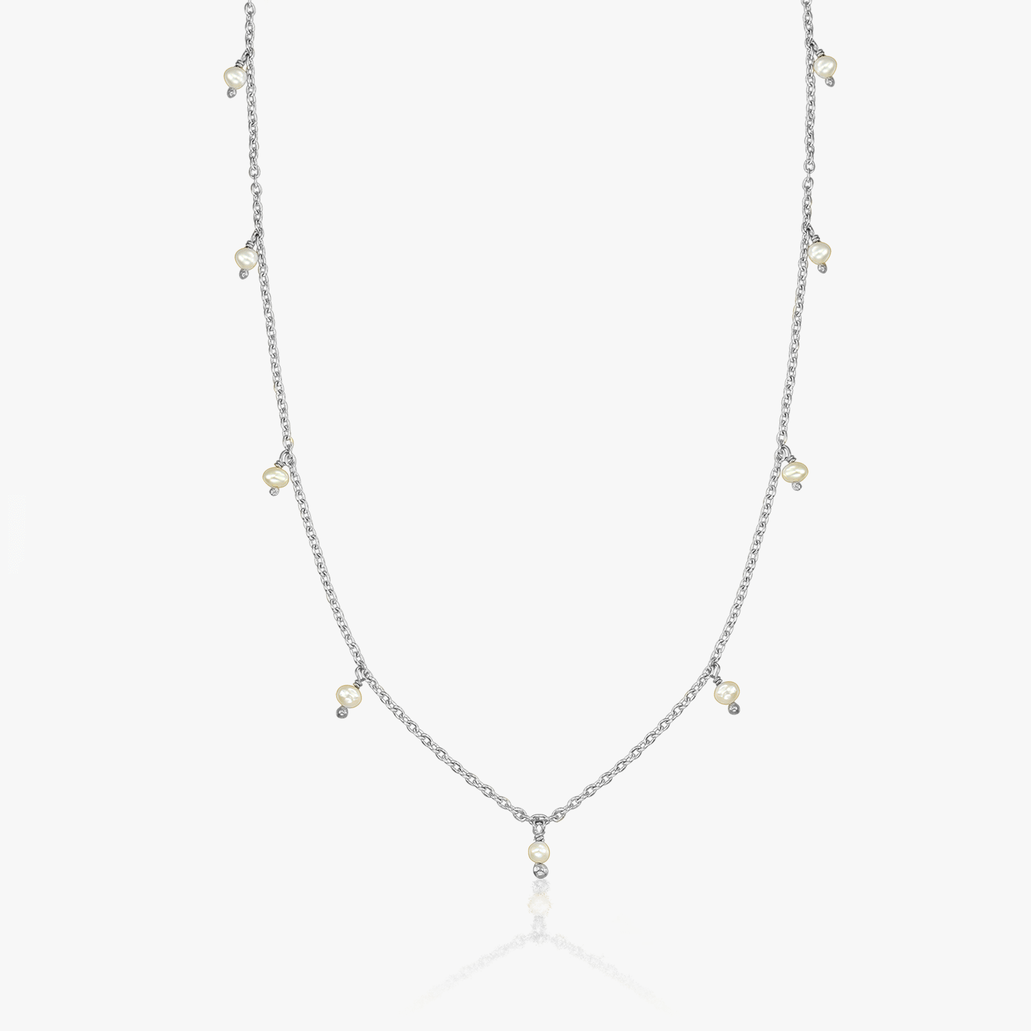 Margot Silver Necklace - Natural Pearls - Indira