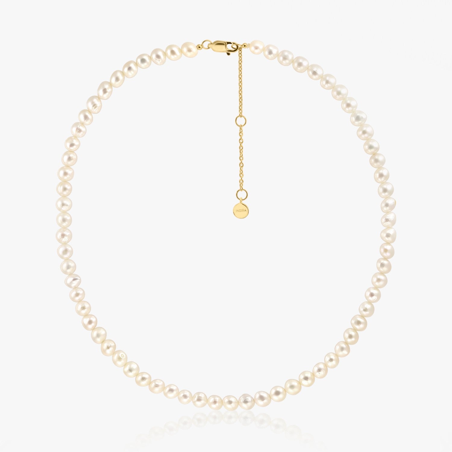 Silver Necklace Golden Finesse - Natural Pearls - Indira