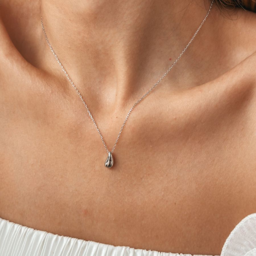 Silver Drop Silver Necklace - Indira