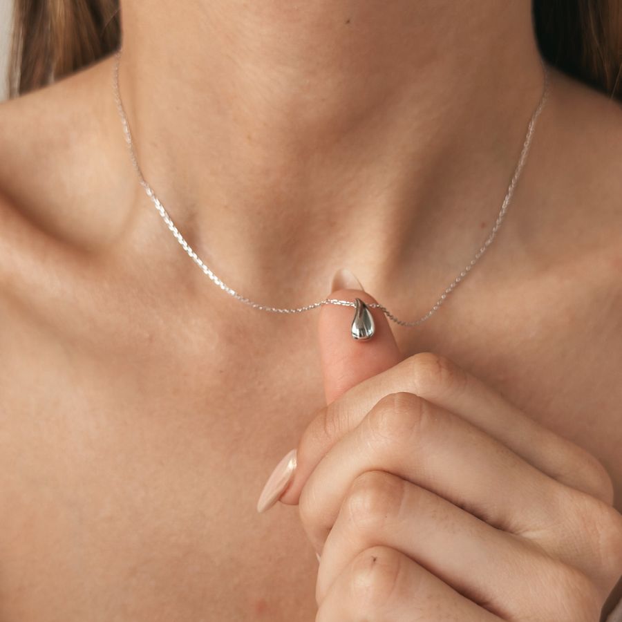 Silver Drop Silver Necklace - Indira