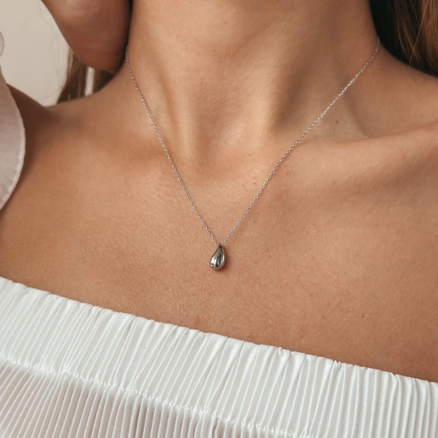 Silver Drop Silver Necklace - Indira