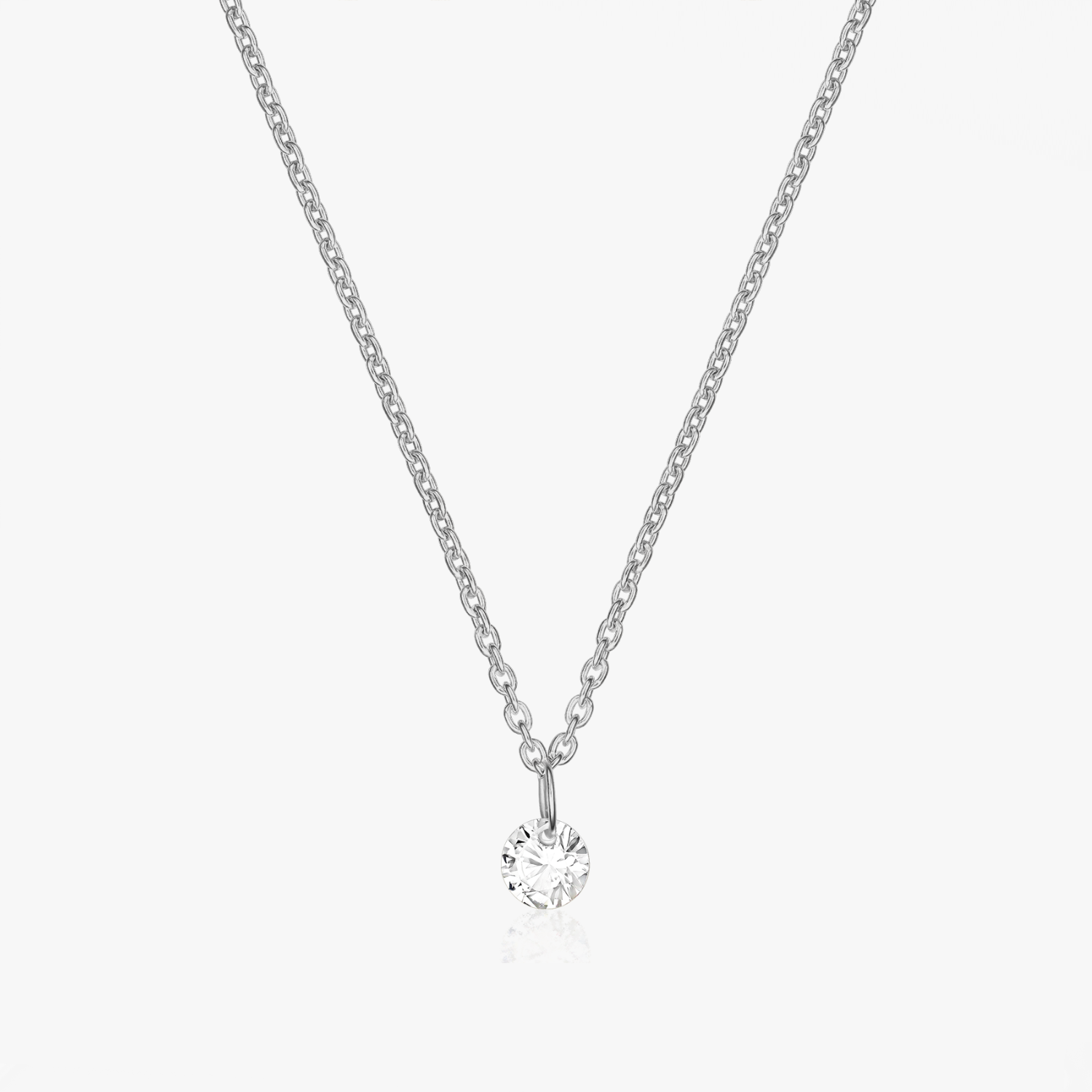 Silver Solitaire Necklace - Zirconium - Indira