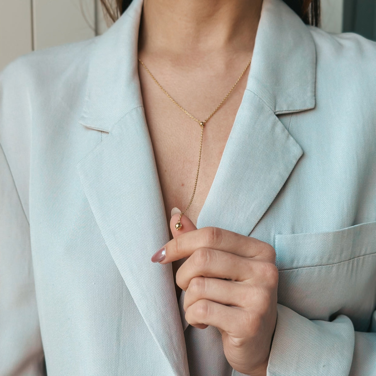 Gold-plated silver Bola necklace - Indira