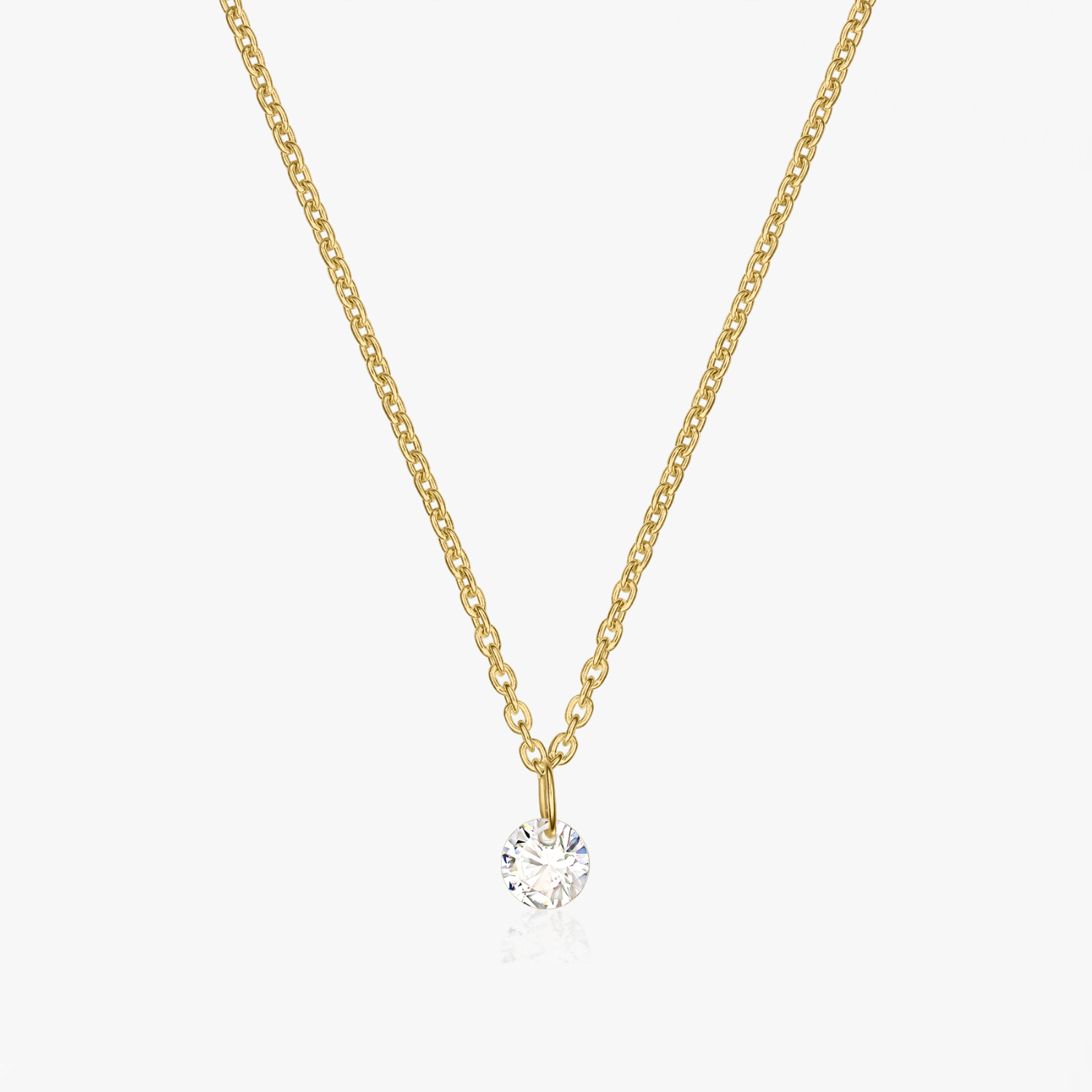 Golden Solitaire Silver Necklace - Zirconia - Indira