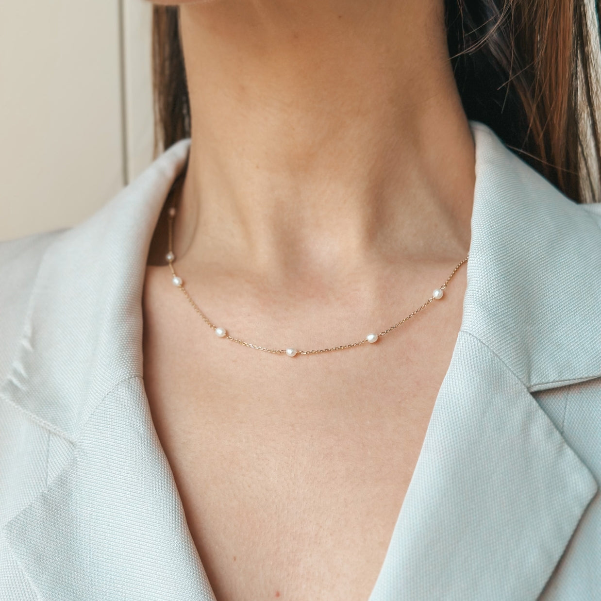 Gold Necklace Pearl Elegance