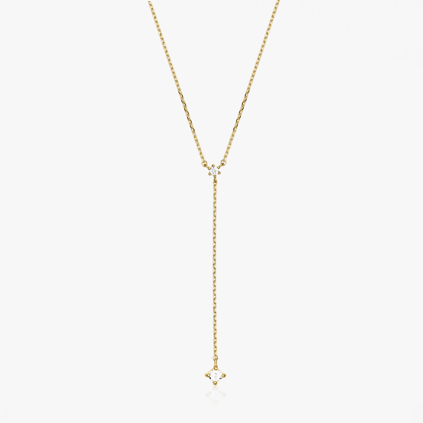 Stone Drop Gold Necklace - Cubic Zirconia - Indira