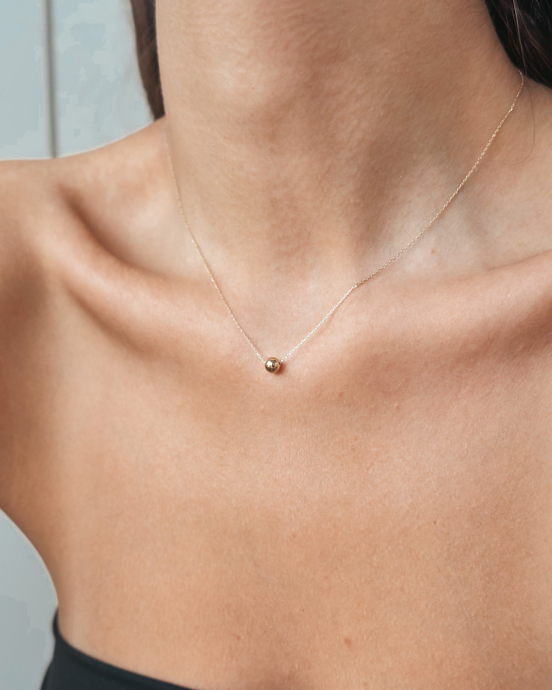 Golden Yellow Gold Necklace Golden Sphere - Indira
