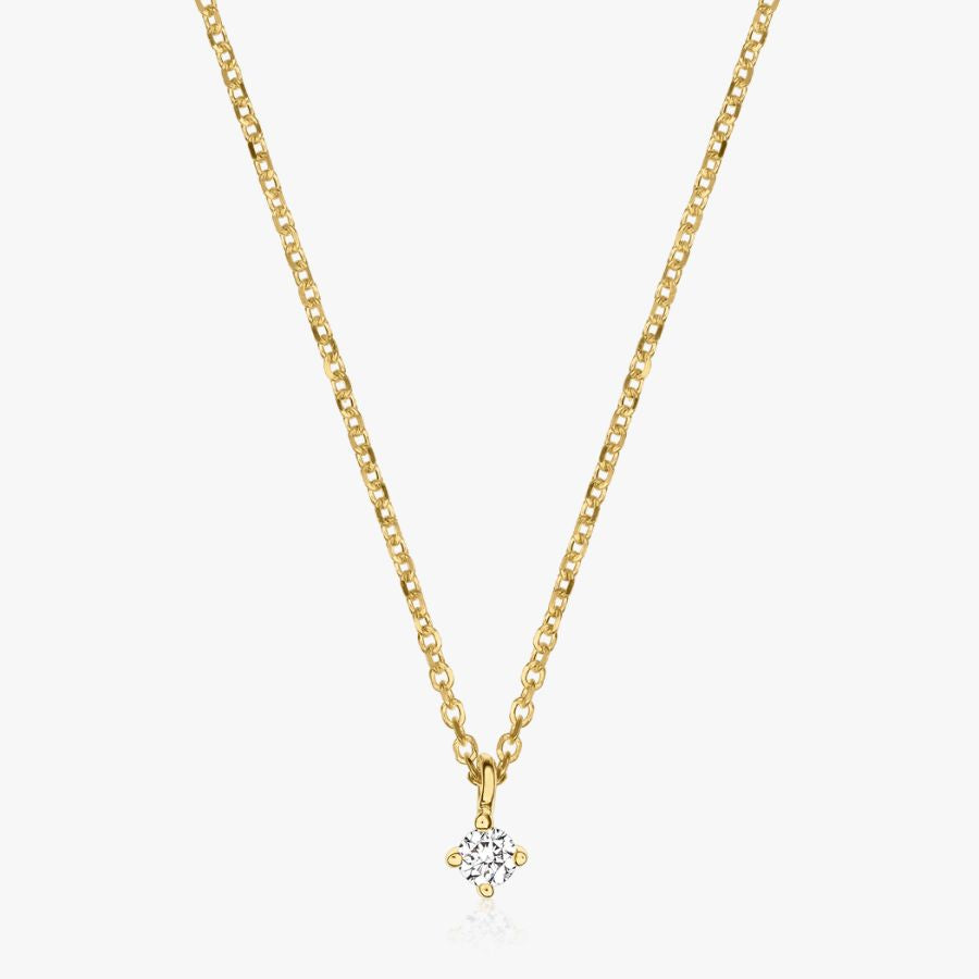 Timeless Gold Necklace - 0.03 CT Diamond - Indira
