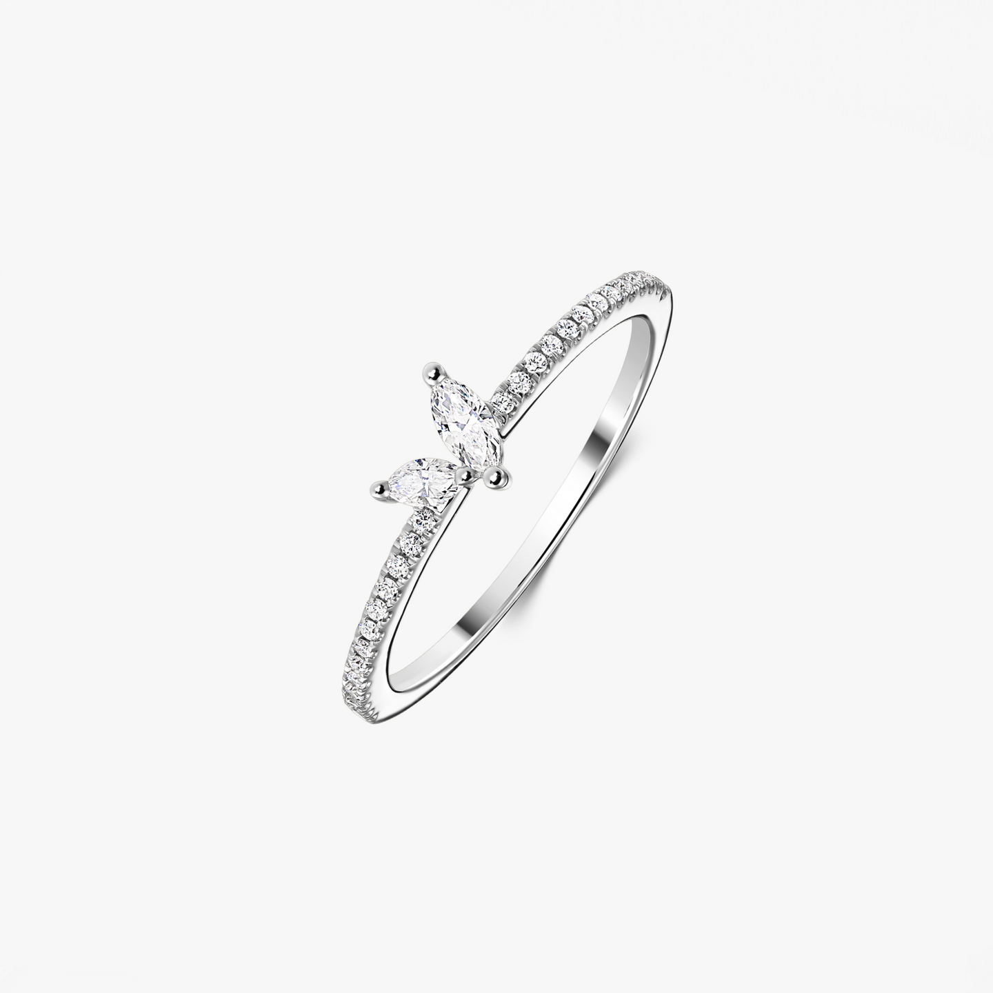 Yuna White Gold Ring – Diamonds - Indira