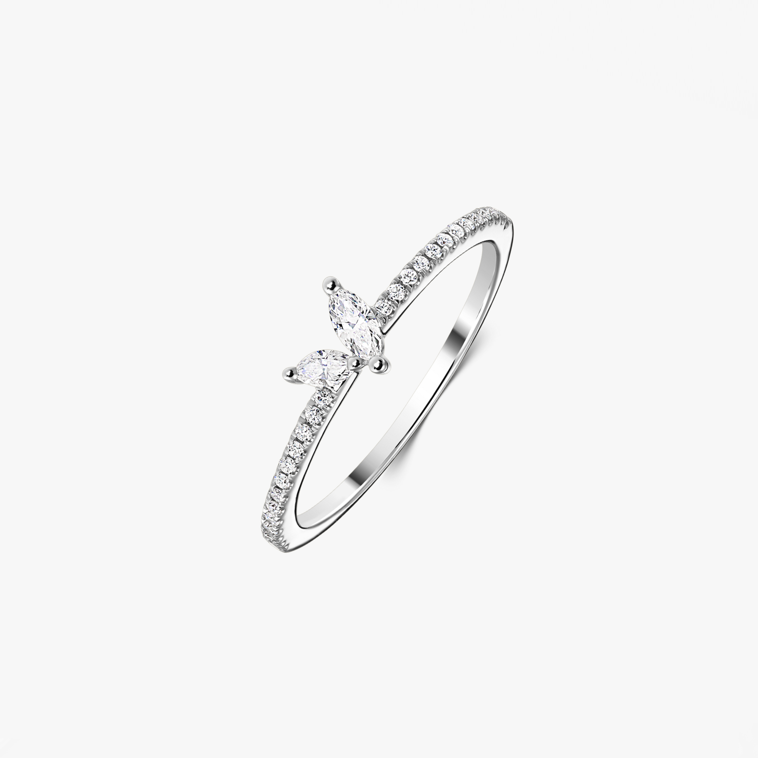 Yuna White Gold Ring – Diamonds - Indira