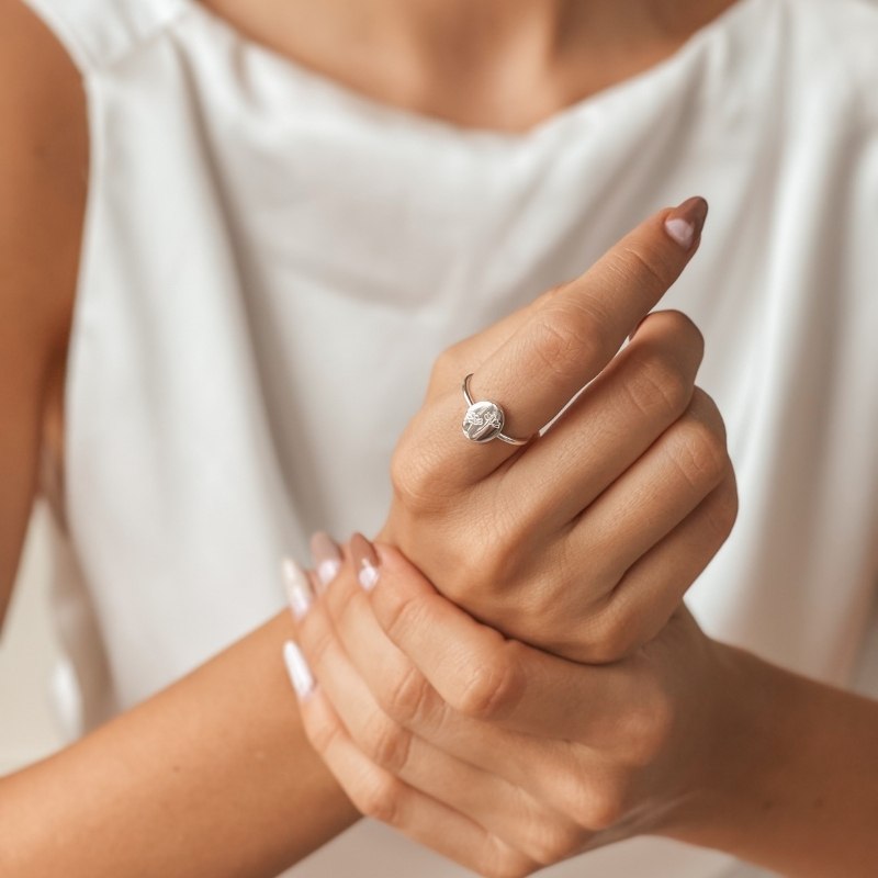 Silver Birth Flower Ring - Cosmos - Indira