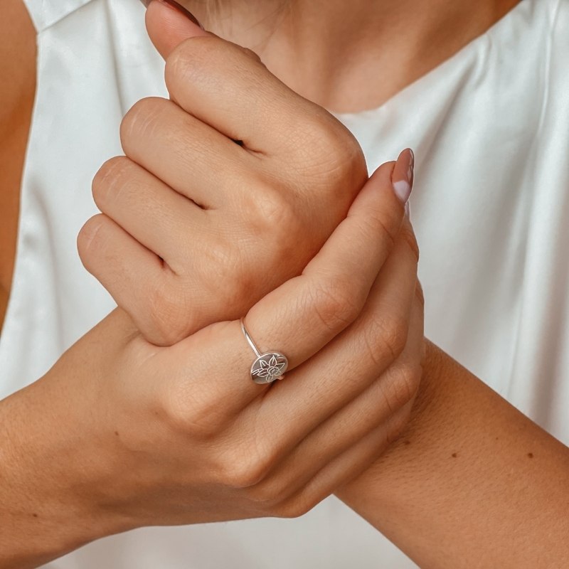 Silver Ring Birth Flower - March Daffodil - Indira