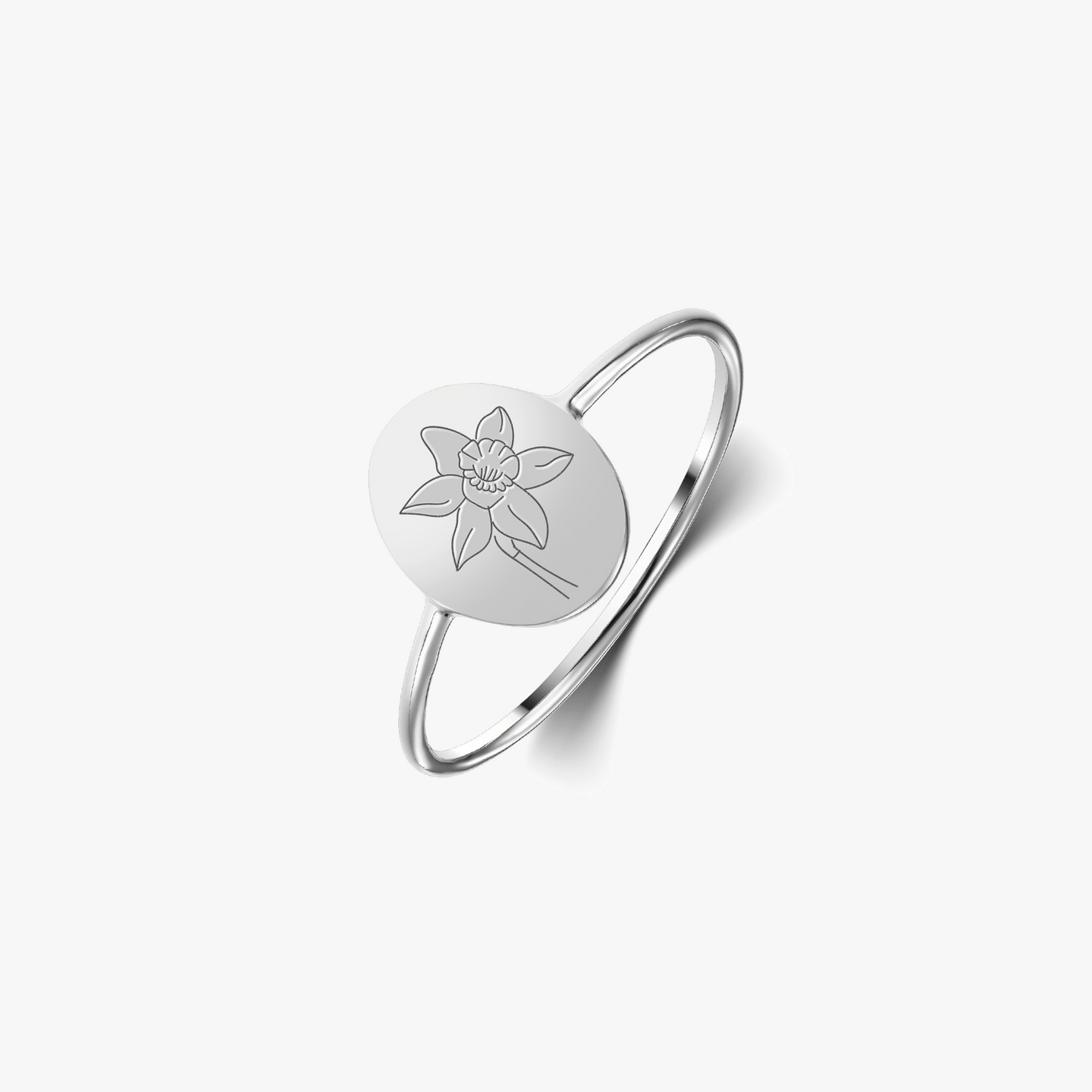 Silver Ring Birth Flower - March Daffodil - Indira