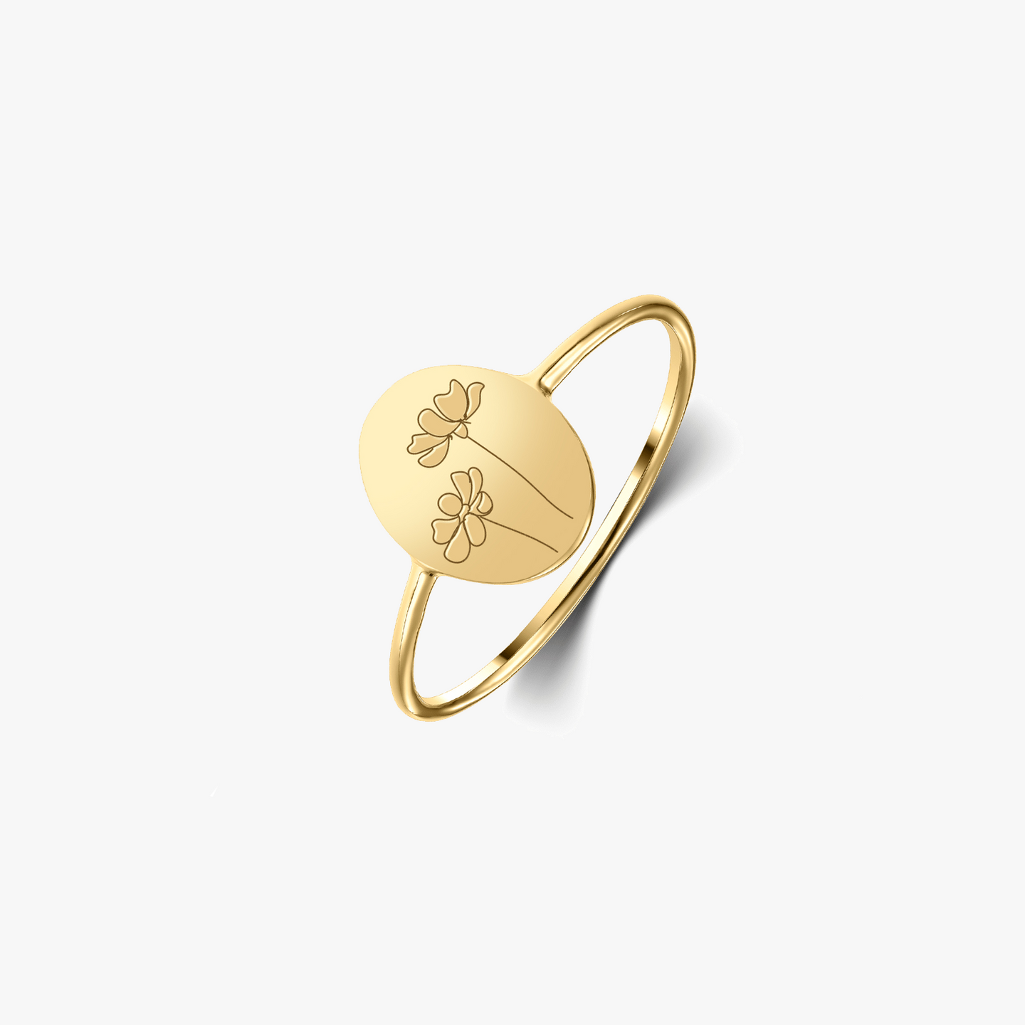 Birth Flower Golden Silver Ring - October Cosmos - Indira
