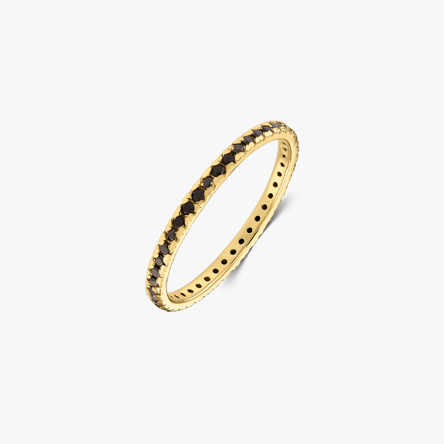 Golden Classic Eternity Silver Ring - Black Onyx - Indira