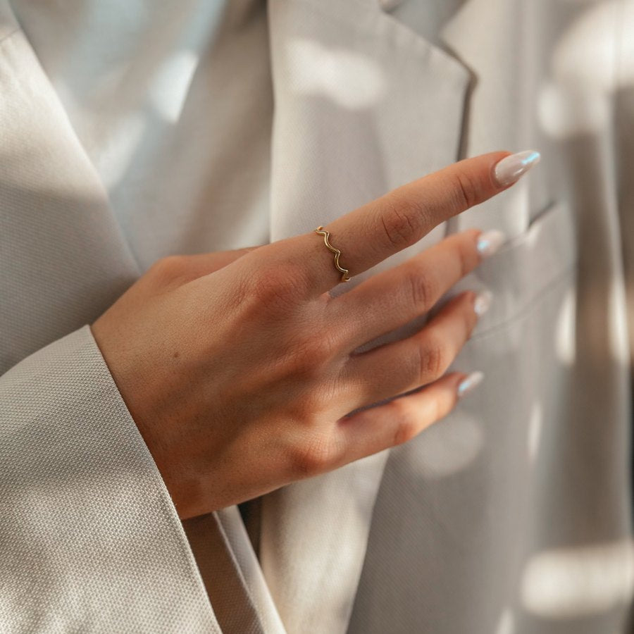 Golden Curl Silver Ring - Indira