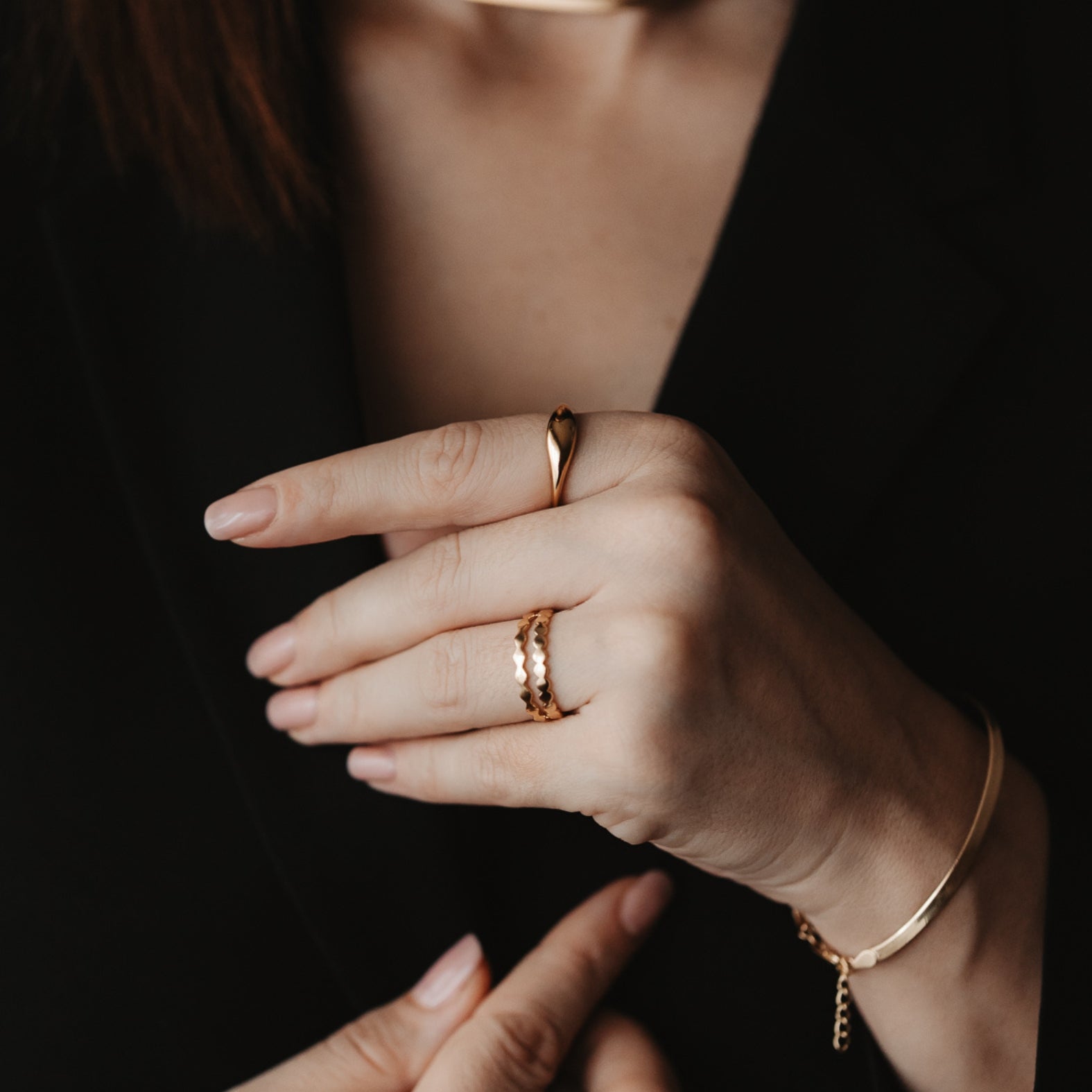 Inel din argint placat cu aur Dots - Indira