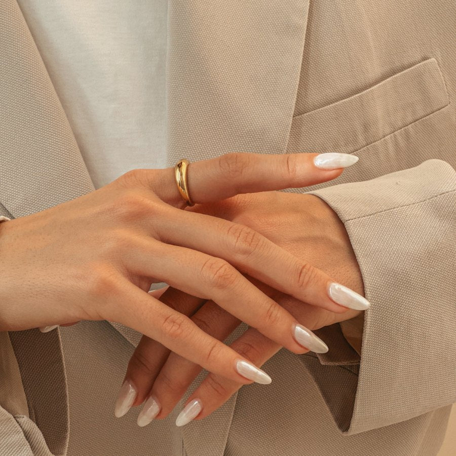 Inel din argint Golden Thin Dome - Indira