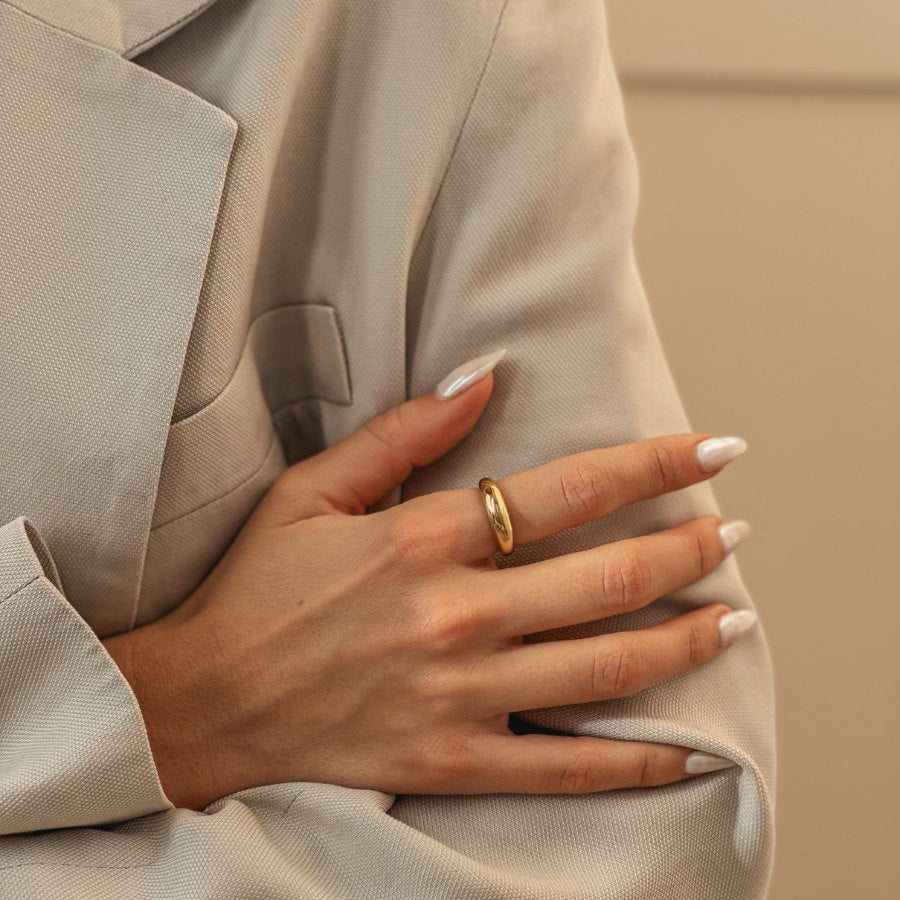Inel din argint Golden Thin Dome - Indira