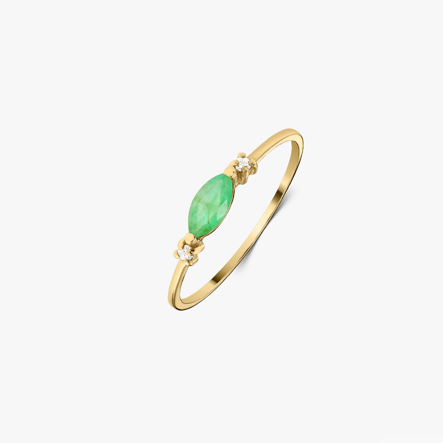 Camile Gold Ring - Emerald and Diamonds - Indira