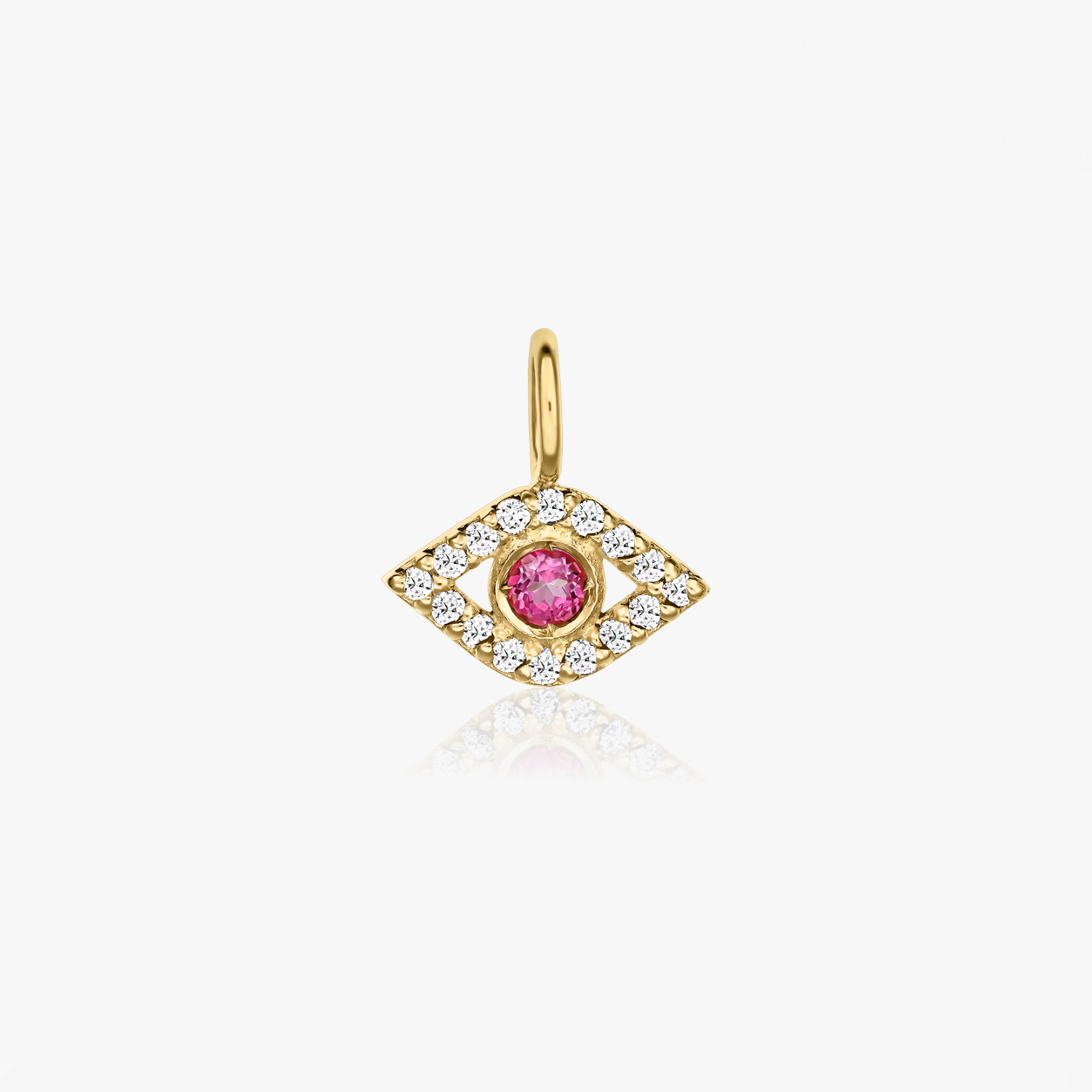 Yellow Gold Protective Eye Pendant – Pink Topaz, Zirconium - Indira