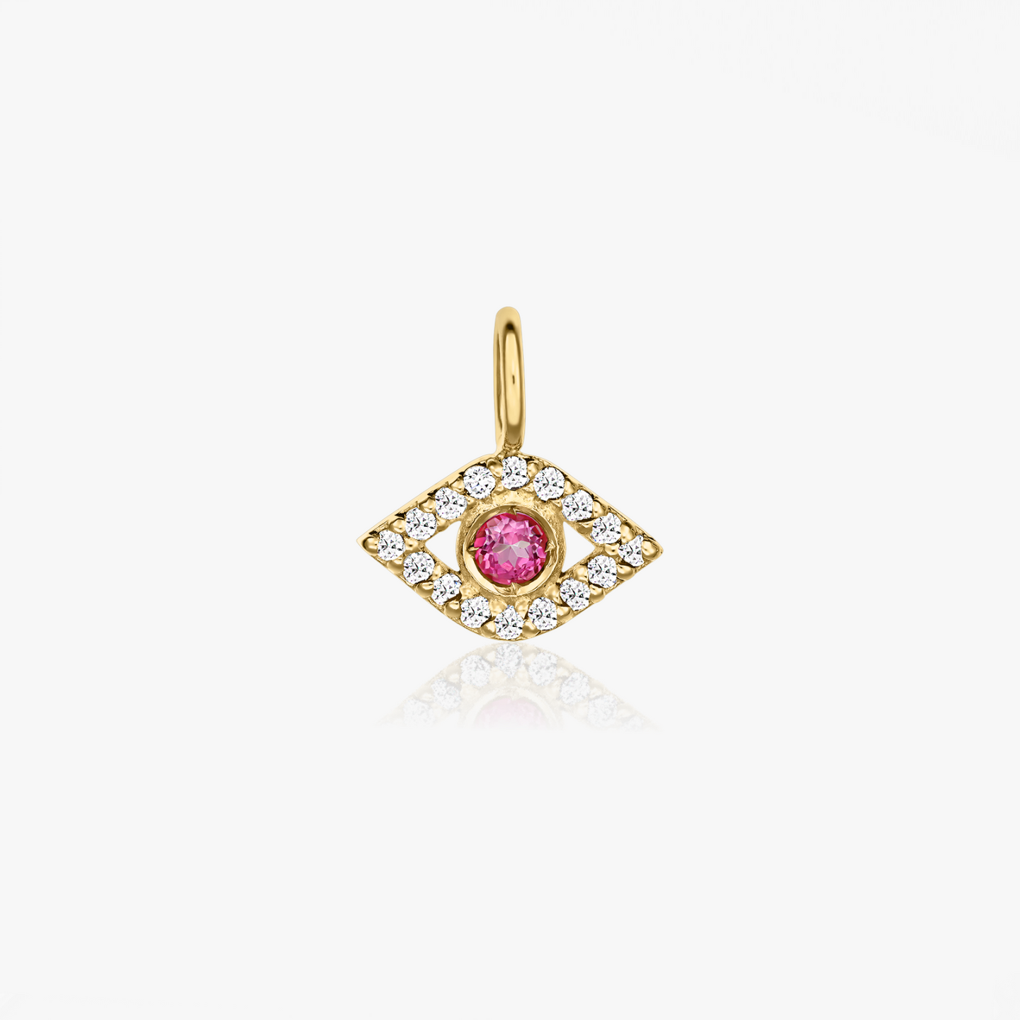 Yellow Gold Protective Eye Pendant – Pink Topaz, Zirconium - Indira