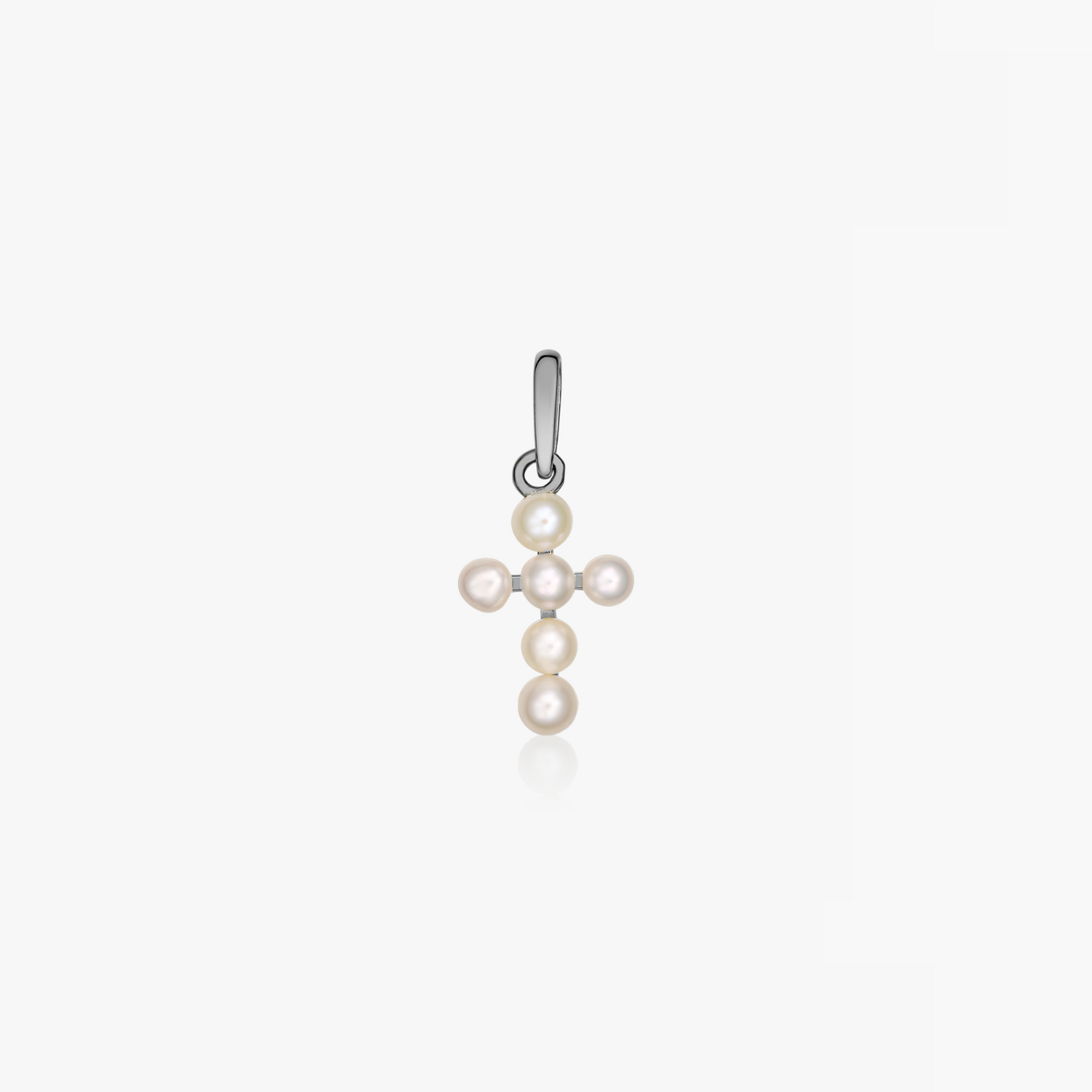 White Gold Pearl Cross Pendant - Natural Pearls - Indira