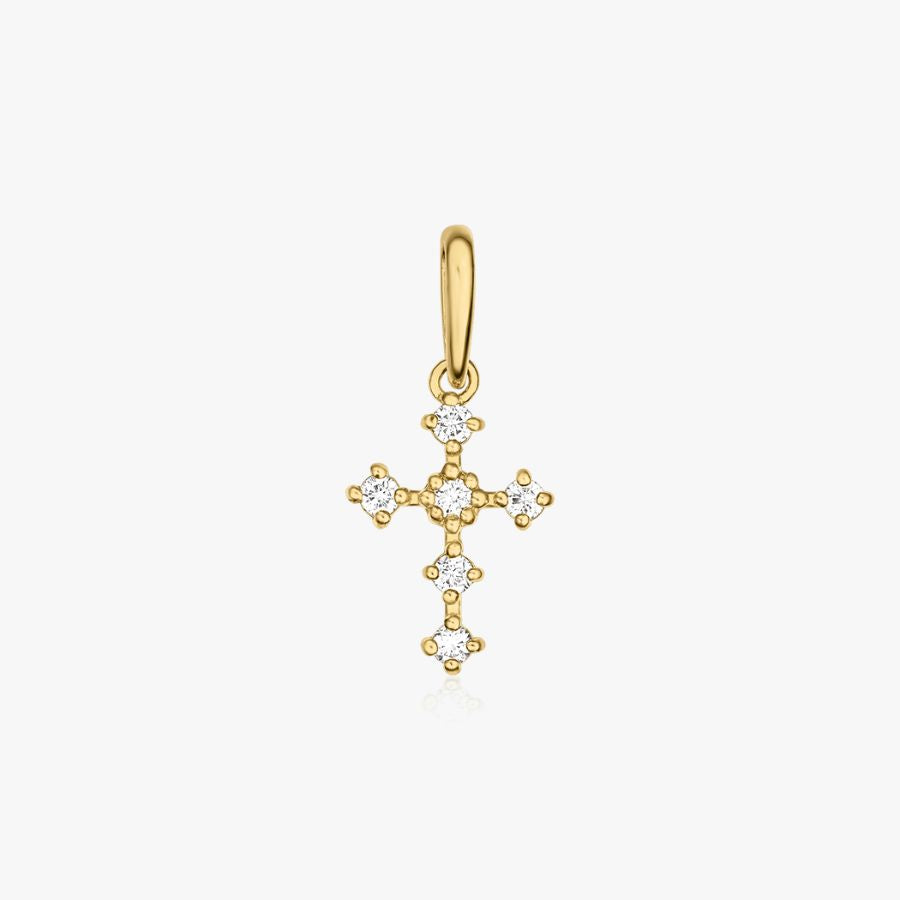 Radiant Cross Gold Pendant - Zirconia - Indira