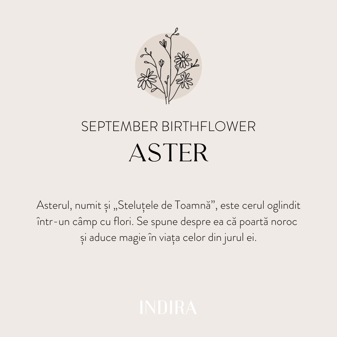 Gold Cord Bracelet for Kids Birth Flower - September Aster - Indira