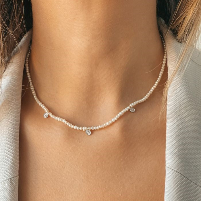 Venus Silver Necklace - Natural Pearl - Indira